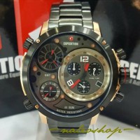 Jam Tangan Expedition Pria E 6706 Rose Gold Black Triple Time Original