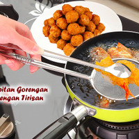 Jual 2 in 1 Jepitan Gorengan Dengan Tirisan Minyak Bahan stainless Murah