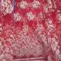 Brokat Brukat Bahan Kain Kebaya Batik Dress Gaun Gamis Merah Tua Emas