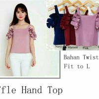 Jual ruffle hand top hd || atasan sabrina || tank top || pakaian wanita Murah