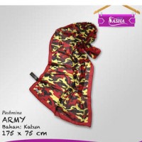 Pashmina Motif Army Full Katun - Hijab Jilbab Kerudung