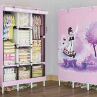 Wardrobe Purple Girl | Lemari Pakaian | Rak Baju Gantung | Dusk Cover