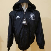 Jual JAKET PARASUT WATERPROOF BULAK BALIK MANCHESTER UNITED HITAM GRADE ORI Murah