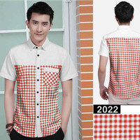 Jual Paling Murah Man 2022 Putih kombi kotak merah kemeja pria katun paris Murah