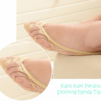 Jual KW022 Kaos Kaki Perahu Stocking Renda Tipis Lace Invisible Boat Socks Murah