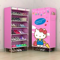 Jual PROMO R06 NEW Rak Sepatu Kain Lemari SEPATu 6 Ruang HELLO KITTY HK Murah