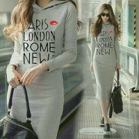 Jual LAURA MIDI DRESS HOODIE FASHION WANITA TERKINI MURAH KOREAN STYLE Murah