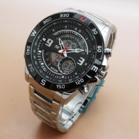JAM TANGAN PRIA FORTUNER RANTAI ORI ANTI AIR SILVER ANGKA WHITE