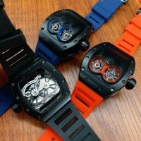 Jual jam tangan pria richard mille doubleturbilon black batre garasi 6bln Murah