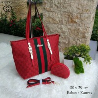 Supplier Tas Wanita Kantor Santai Terbaru Hits Gucci Kanvas Merah Red