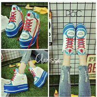 Jual Sepatu Wanita Cewek Wedges Boot Doraemon Replika Wedges Sneakers Ter Murah