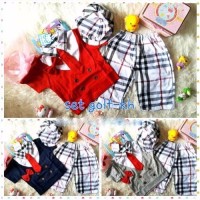 Jual Setelan Baju Anak Bayi laki Lucu 2 Dasi + Topi - Thomas Murah