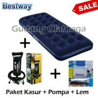Kasur Angin Bestway Single Paket 3 in 1 Kasur Angin - Pompa - Lem