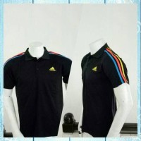 Jual Polo Grade Ori Hitam Adidas Garis PA01-baju kaos polo olahraga adidas Murah