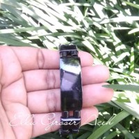 gelang batu natural black jade kombinasi petak segi plat