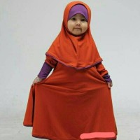 Baju Muslim Gamis Anak Perempuan Rahadian Kids Warna Orange Ungu