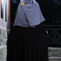 Gamis Payung Syari Polos Bahan Jersey Korea Black