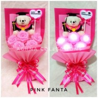 Jual HAND BOUQUET/BUCKET/BUKET BUNGA MAWAR MENYALA LAMPU LED BONEKA WISUDA Murah