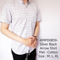 Kemeja Pria Lengan Pendek Distro Gaul Silver Black Arrow Shirt- 859