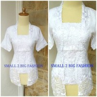 Jual Kebaya Modern jadi katun bordir encim Bali kutubaru putih RD Murah