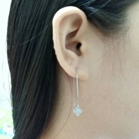 PERHIASAN ANTING PANJANG PERAK SILVER 925 LAPIS EMAS PUTIH