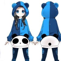 Jual HP41494 Blue Panda Sweater jacket jaket hoodie jepang korea cosplay Murah