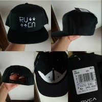 Topi RVCA Get Up Get Down Black White Snapback Original