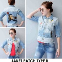 Jual Jaket Jeans Wanita Patch Type B Jacket Bordir Light Blue Murah Murah