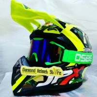 Paket Helm cross JPX Call Of Duty Yellow Fluo Goggle Osbe Green fluo