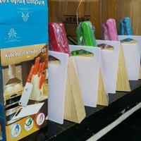Pisau Dapur Knife Set 8in1 Gunting Cutting Board Stand Kayu Komplit