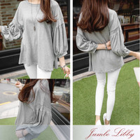 Jumbo Blouse Bigsize Baju Atasan Wanita Fashion Lengan Balon gh1195