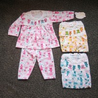 Setelan Baju Panjang Bayi Perempuan Motif Bear Piyama Baju Tidur