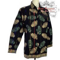 Kemeja Tenun Batik Tulis Ethnic Motif Papua Warna Hitam