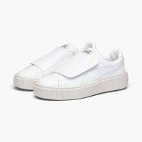 SEPATU CASUAL WANITA PUMA BASKET PLATFORM STRAP ORIGINAL - WHITE