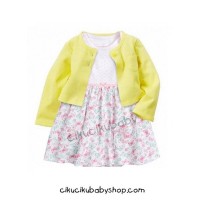 Jual Baju Anak Carter's 2in1 Butterfly Dress Romper + Yellow Cardigan Murah