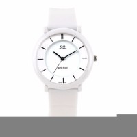 Jam Tangan Q Q Water Resist Watch Jam Tangan Wanita Putih Strap Karet