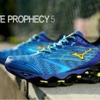 SEPATU MIZUNO WAVE PROPHECY 5 -DIVA BLUE /SAFETY YELLOW / SURF THE WEB