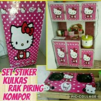set kulkas + kompor dan rak piring motif hellokitty, harga murah