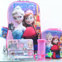 Jual Tas Troli Anak 5 In 1 3D Frozen Elsa Ungu Castle Murah