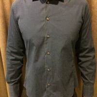 Kemeja Basic Zara Man Super Slimfit Navy Blue