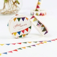 Jual Colourful flag washi paper tape 1.5 cm x 8 meter Murah