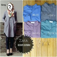 Baju Atasan Kaos Kemeja Maxi Wanita ZARA DENIM CEMBRE Baru