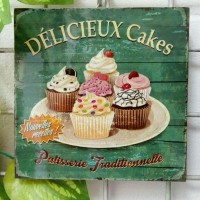 Jual hiasan dinding kayu 17x17 cm wall home decor decoupage shabby vintage Murah