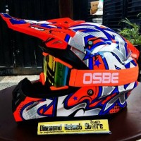 Paket Helm cross JPX Graffiti Orange Fluo Goggle Osbe Orange Fluo