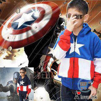 Jual JAKET ANAK CAPTAIN AMERICA BLUE AND NAVY JACKET SWEATER MANTEL HADIAHJ Murah