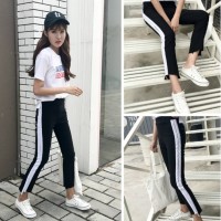 Jual Side Stripe Pants Celana Olahraga Casual Wanita Jogger JP256 Murah
