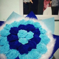 Jual Buket Bunga flanel bulu biru / kado wisuda / kado anniversary / ultah Murah