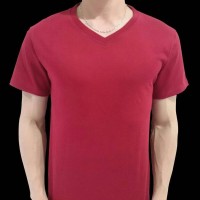 Jual Kaos Polos V-Neck Cotton Combed 24s Murah