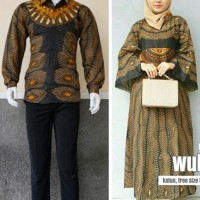 baju couple gamis batik terbaru hem lengan panjang warna kuning DY1801