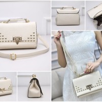 tas clutch shoulder bag putih hitem biru warna warni charles and keith